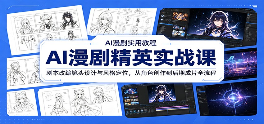 AI漫剧精英实战课：剧本改编镜头设计与风格定位，从角色创作到后期成片全流程-热点1站 - 热点知汇专注网赚项目资源知识聚汇