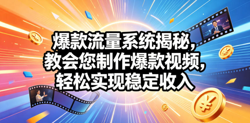 爆款流量系统揭秘，教会您制作爆款视频，轻松实现稳定收入【原创双语字幕】-热点1站 - 热点知汇专注网赚项目资源知识聚汇