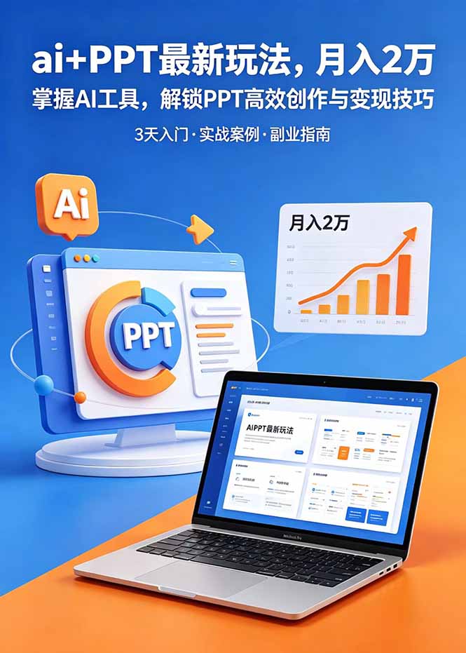 ai+PPT最新玩法，月入2万掌握AI工具，解锁PPT高效创作与变现技巧3天入门，实战案例·副业指南-热点1站 - 热点知汇专注网赚项目资源知识聚汇