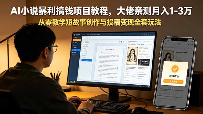 图片[1]-AI小说暴利搞钱项目教程，大佬亲测月入1-3万，从零教学短故事创作与投稿变现全套玩法-项目网