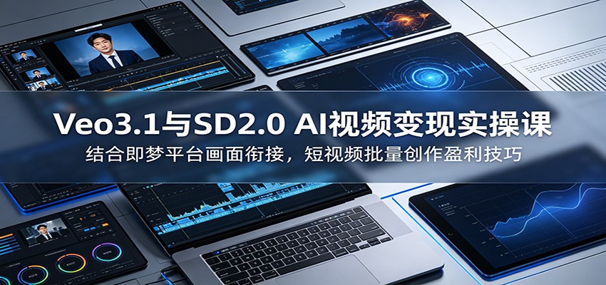 Veo3.1与SD2.0 AI视频变现实操课课：结合即梦平台画面衔接，短视频批量创作盈利技巧-热点1站 - 热点知汇专注网赚项目资源知识聚汇