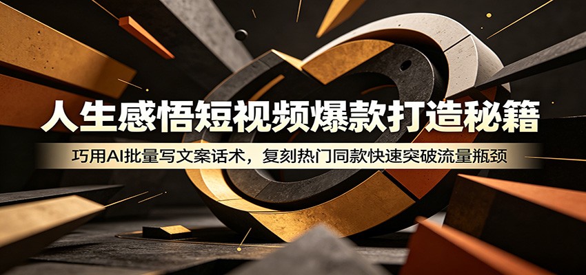 人生感悟短视频爆款打造秘籍：巧用A 批量写文案话术，复刻热门同款快速突破流量瓶颈-热点1站 - 热点知汇专注网赚项目资源知识聚汇