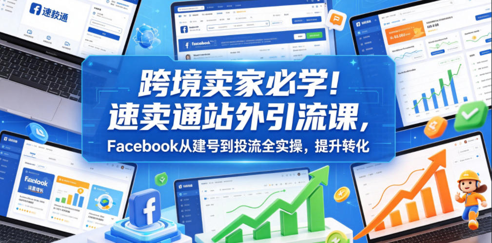 跨境卖家必学！速卖通站外引流课，Facebook从建号到投流全实操，提升转化-热点1站 - 热点知汇专注网赚项目资源知识聚汇
