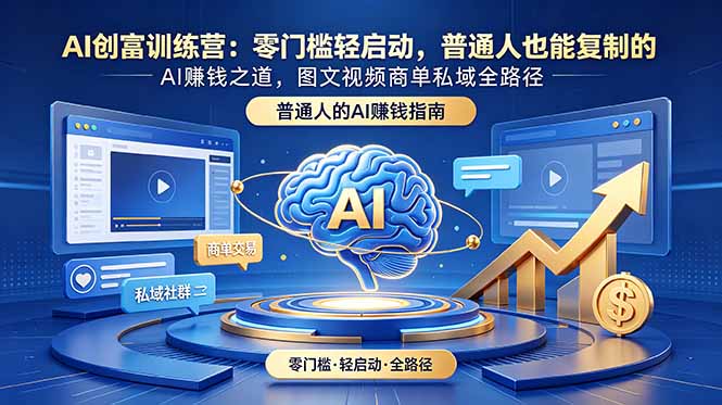 AI创富训练营：零门槛轻启动，普通人也能复制的AI赚钱之道，图文视频商单私域全路径-热点1站 - 热点知汇专注网赚项目资源知识聚汇