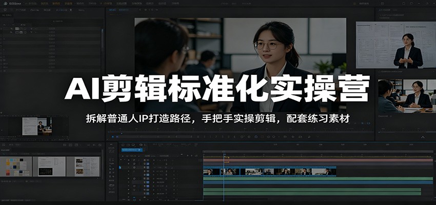 AI剪辑标准化实操营：拆解普通人IP打造路径，手把手实操剪辑，配套练习素材-热点1站 - 热点知汇专注网赚项目资源知识聚汇