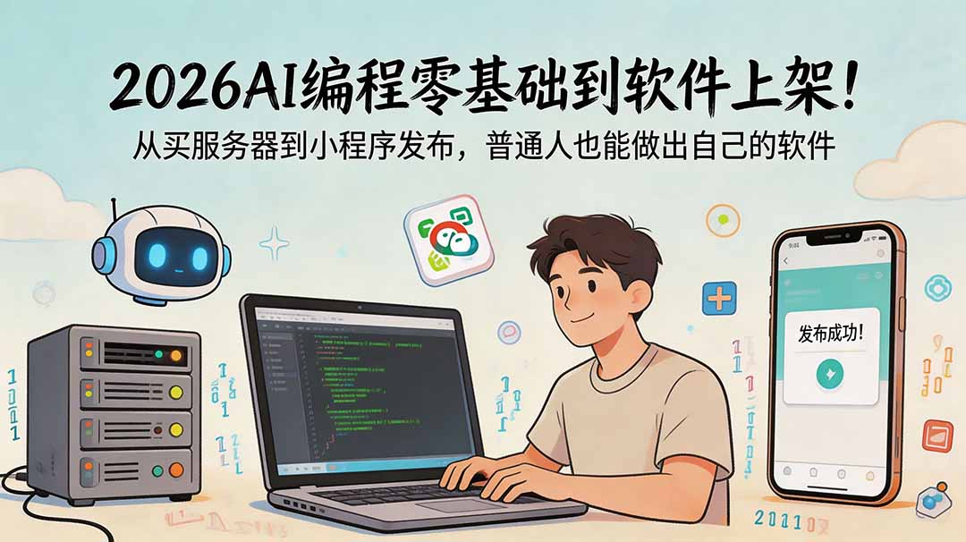 图片[1]-2026AI编程零基础到软件上架！从买服务器到小程序发布，普通人也能做出自己的软件-项目网