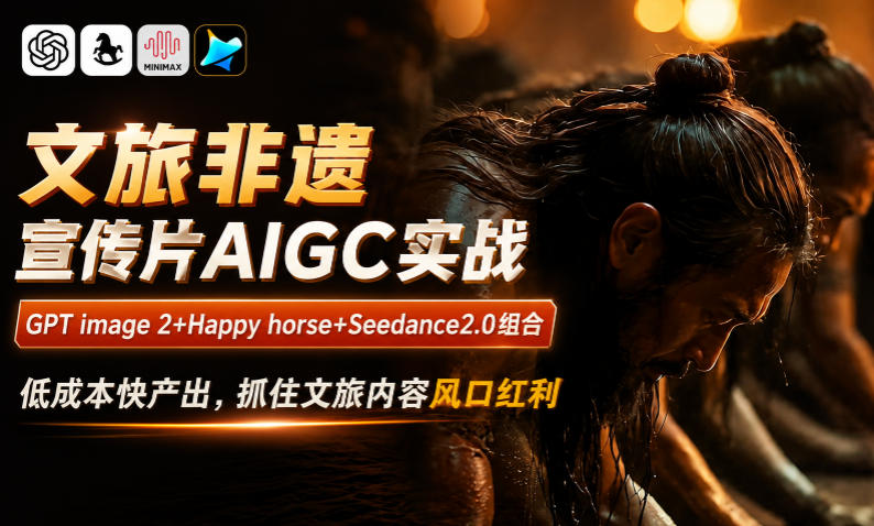 文旅非遗宣传片AIGC实战，GPT image 2+Happy horse+Seedance2.0组合，低成本快产出，抓住文旅内容风口红利-热点1站 - 热点知汇专注网赚项目资源知识聚汇