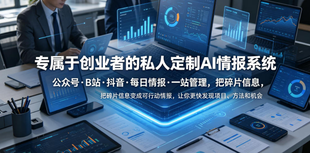 专属于创业者的私人定制AI情报系统，公众号·B站·抖音·每日情报·一站管理，把碎片信息变成可行动情报，让你更快发现项目、方法和机会-热点1站 - 热点知汇专注网赚项目资源知识聚汇