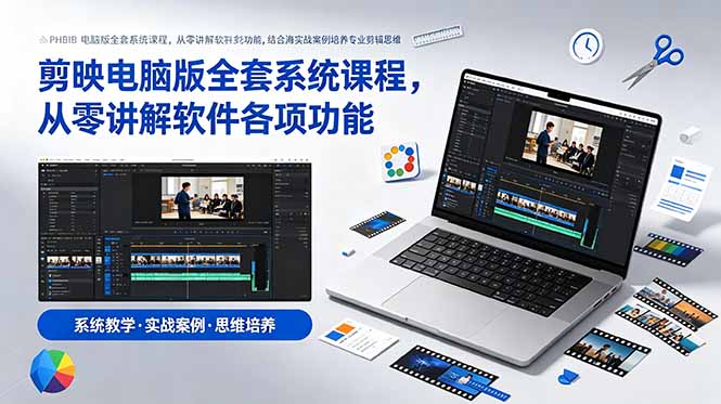 剪映电脑版全套系统课程，从零讲解软件各项功能，结合海量实战案例培养专业剪辑思维-热点1站 - 热点知汇专注网赚项目资源知识聚汇