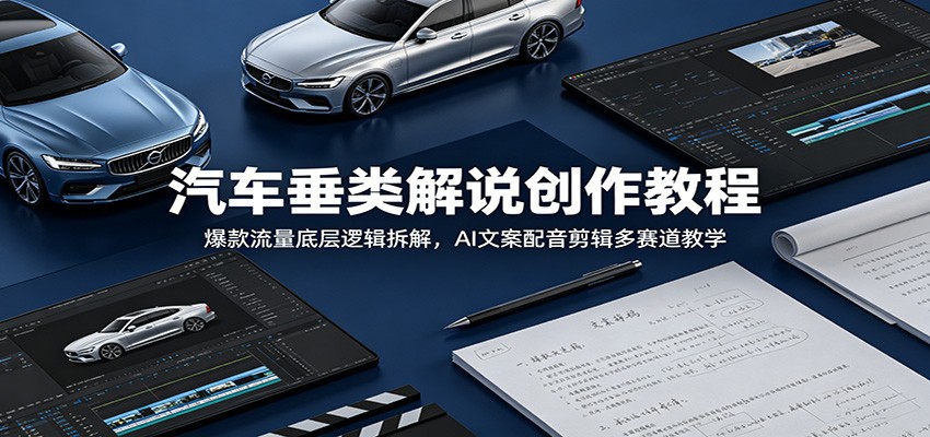 汽车垂类解说创作教程：爆款流量底层逻辑拆解，AI文案配音剪辑多赛道教学-热点1站 - 热点知汇专注网赚项目资源知识聚汇