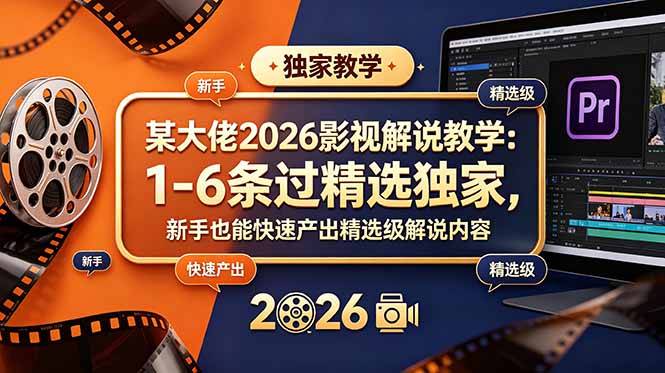 某大佬2026影视解说教学：1-6条过精选独家，新手也能快速产出精选级解说内容-热点1站 - 热点知汇专注网赚项目资源知识聚汇