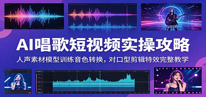 AI唱歌短视频实操攻略：人声素材模型训练音色转换，对口型剪辑特效完整教学-热点1站 - 热点知汇专注网赚项目资源知识聚汇
