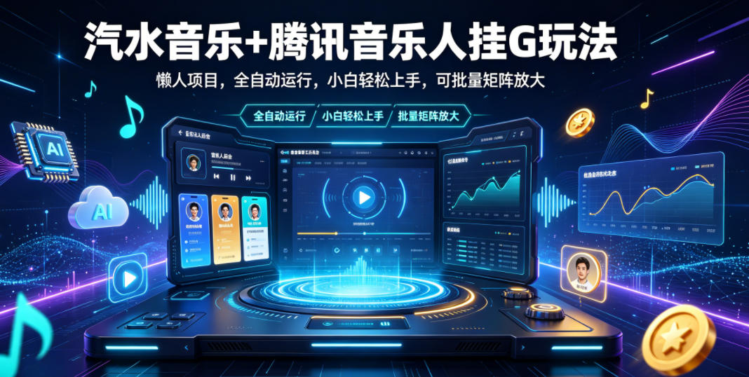汽水音乐+腾讯音乐人挂G玩法，懒人项目，全自动运行，小白轻松上手，可批量矩阵放大【揭秘】-热点1站 - 热点知汇专注网赚项目资源知识聚汇