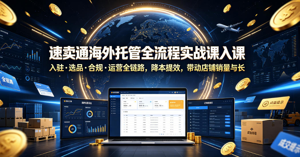 速卖通海外托管全流程实战课入驻・选品・合规・运营全链路，降本提效，带动店铺销量与收益增长-热点1站 - 热点知汇专注网赚项目资源知识聚汇