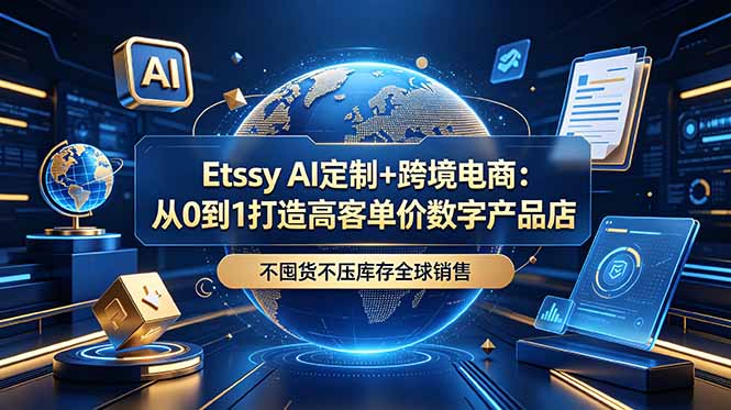Etsy AI定制+跨境电商：从0到1打造高客单价数字产品店，不囤货不压库存全球销售-热点1站 - 热点知汇专注网赚项目资源知识聚汇