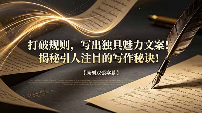 打破规则，写出独具魅力文案！揭秘引人注目的写作秘诀！【原创双语字幕】-热点1站 - 热点知汇专注网赚项目资源知识聚汇