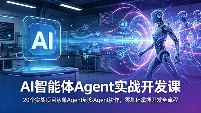 AI智能体Agent实战开发课：20个实战项目从单Agent到多Agent协作，零基础掌握开发全流程-热点1站 - 热点知汇专注网赚项目资源知识聚汇