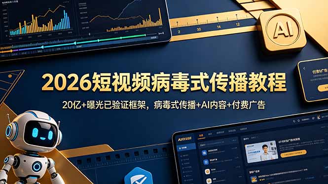 2026短视频病毒式传播教程：20亿+曝光已验证框架，病毒式传播+AI内容+付费广告-热点1站 - 热点知汇专注网赚项目资源知识聚汇