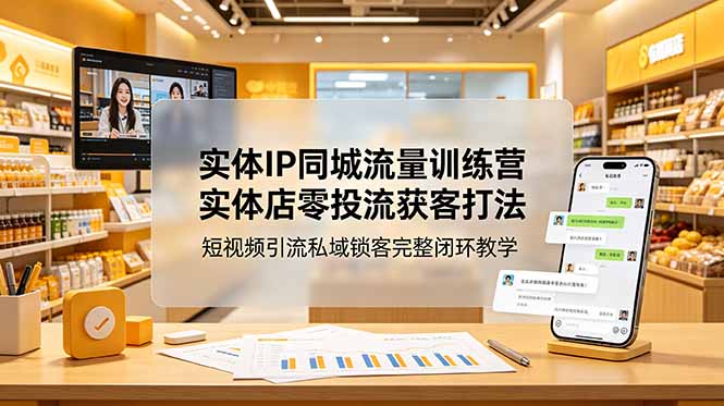 实体IP同城流量训练营：实体店零投流获客打法，短视频引流私域锁客完整闭环教学-热点1站 - 热点知汇专注网赚项目资源知识聚汇