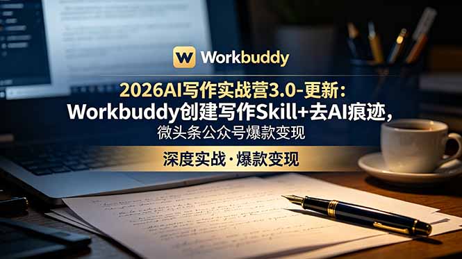 2026AI写作实战营3.0-更新：Workbuddy创建写作Skill+去AI痕迹，微头条公众号爆款变现-热点1站 - 热点知汇专注网赚项目资源知识聚汇