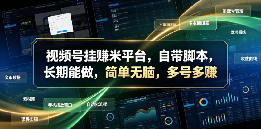 视频号挂賺米平台，自带脚本，长期能做，简单无脑，多号多賺【揭秘】-热点1站 - 热点知汇专注网赚项目资源知识聚汇