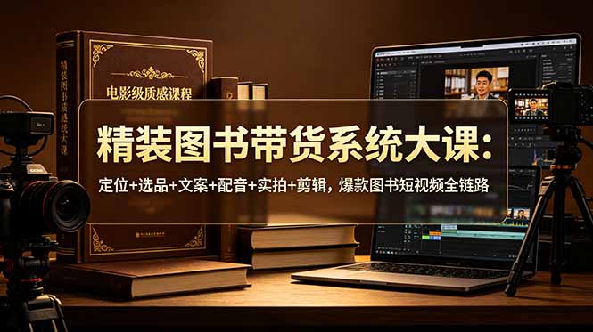 精装图书带货系统大课：定位+选品+文案+配音+实拍+剪辑，爆款图书短视频全链路-热点1站 - 热点知汇专注网赚项目资源知识聚汇