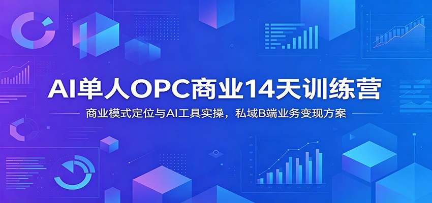 AI单人OPC商业14天训练营：商业模式定位与AI工具实操，私域B端业务变现方案-热点1站 - 热点知汇专注网赚项目资源知识聚汇