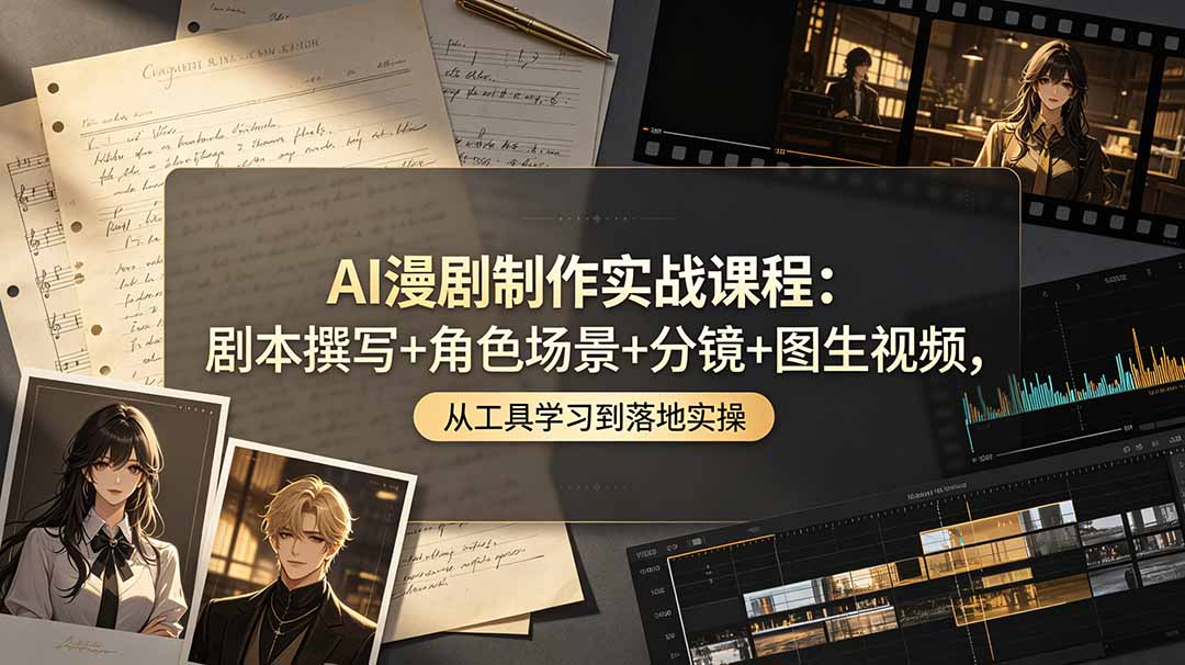 AI漫剧制作实战课程：剧本撰写+角色场景+分镜+图生视频，从工具学习到落地实操-热点1站 - 热点知汇专注网赚项目资源知识聚汇