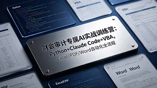 财会审计专属 AI实战训练营：Python+Claude Code+VBA，Excel/PDF/Word自动化全流程-热点1站 - 热点知汇专注网赚项目资源知识聚汇