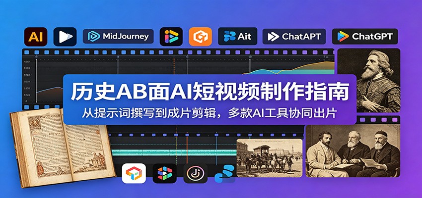 历史AB面AI短视频制作指南：从提示词撰写到成片剪辑，多款AI工具协同出片-热点1站 - 热点知汇专注网赚项目资源知识聚汇