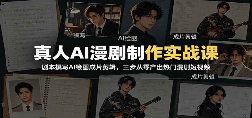 真人AI漫剧制作实战课：剧本撰写AI绘图成片剪辑，三步从零产出热门漫剧短视频-热点1站 - 热点知汇专注网赚项目资源知识聚汇