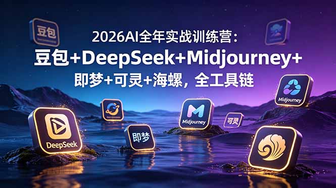 2026AI全年实战训练营：豆包+DeepSeek+Midjourney+即梦+可灵+海螺，全工具链-热点1站 - 热点知汇专注网赚项目资源知识聚汇