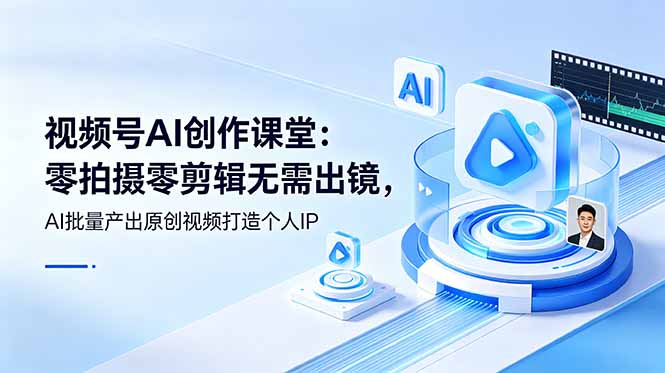视频号AI创作课堂：零拍摄零剪辑无需出镜，AI批量产出原创视频打造个人IP-热点1站 - 热点知汇专注网赚项目资源知识聚汇