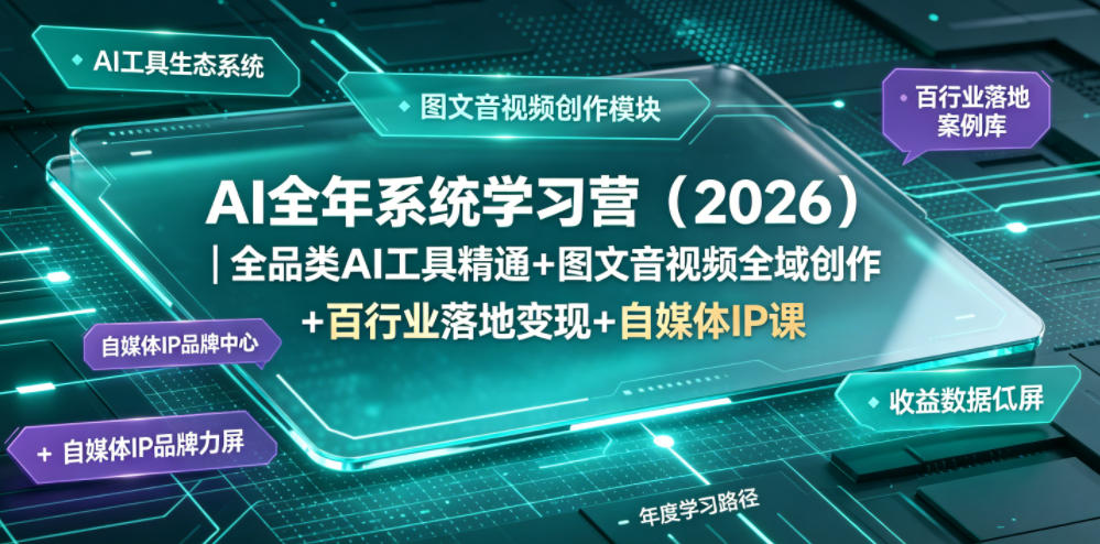 AI全年系统学习营(2026)｜全品类AI工具精通+图文音视频全域创作+百行业落地变现+自媒体IP打造年度进阶大课-热点1站 - 热点知汇专注网赚项目资源知识聚汇