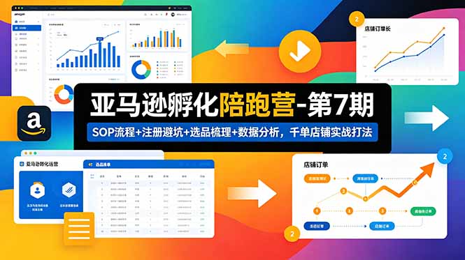 亚马逊孵化陪跑营-第7期：SOP流程+注册避坑+选品梳理+数据分析，千单店铺实战打法(更新0625-热点1站 - 热点知汇专注网赚项目资源知识聚汇