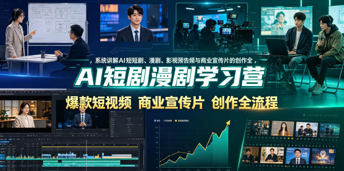 AI短剧漫剧学习营，系统讲解AI短剧、漫剧、影视预告片、爆款短视频与商业宣传片的创作全流程-热点1站 - 热点知汇专注网赚项目资源知识聚汇