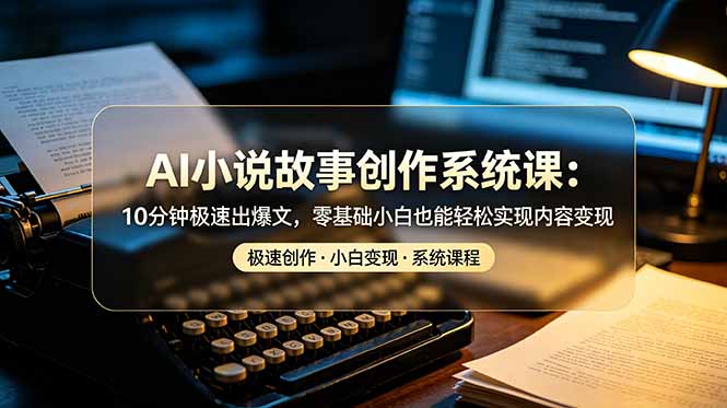 AI小说故事创作系统课：10分钟极速出爆文，零基础小白也能轻松实现内容变现-热点1站 - 热点知汇专注网赚项目资源知识聚汇