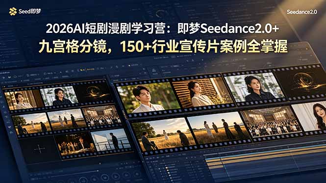 2026AI短剧漫剧学习营：即梦Seedance2.0+九宫格分镜，150+行业宣传片案例全掌握-热点1站 - 热点知汇专注网赚项目资源知识聚汇