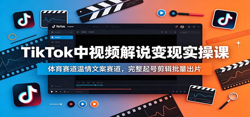 TikTok中视频解说变现实操课：体育赛道温情文案赛道，完整起号剪辑批量出片-热点1站 - 热点知汇专注网赚项目资源知识聚汇