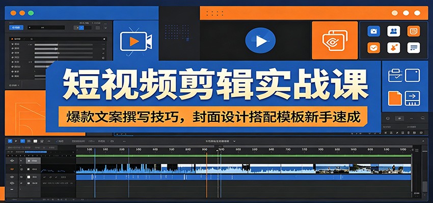 短视频剪辑实战课：爆款文案撰写技巧，封面设计搭配模板新手速成-热点1站 - 热点知汇专注网赚项目资源知识聚汇
