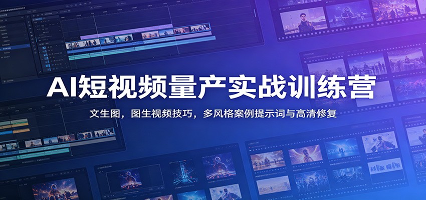AI短视频量产实战训练营：文生图，图生视频技巧，多风格案例提示词与高清修复-热点1站 - 热点知汇专注网赚项目资源知识聚汇