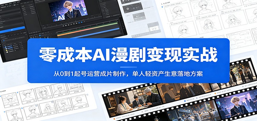 零成本AI漫剧变现实战：从0到1起号运营成片制作，单人轻资产生意落地方案-热点1站 - 热点知汇专注网赚项目资源知识聚汇