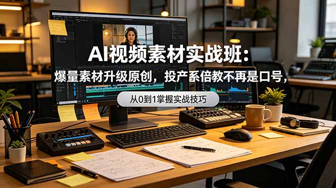 AI视频素材实战班：爆量素材升级原创，投产翻倍不再是口号，0-1系统教学实战落地-热点1站 - 热点知汇专注网赚项目资源知识聚汇