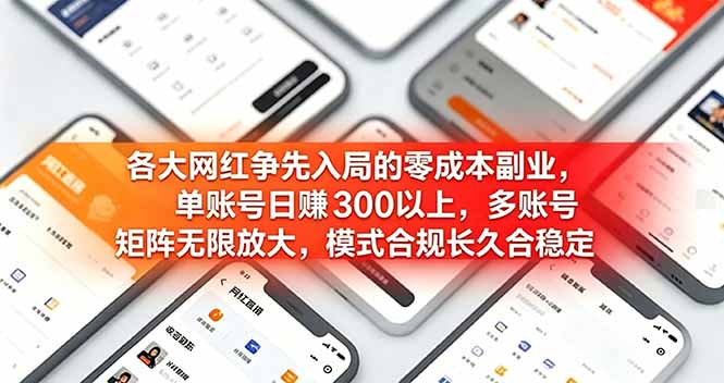 图片[1]-各大网红争先入局的零成本副业，单账号日赚 300 以上，多号矩阵可放大，模式合规长久稳定！-项目网