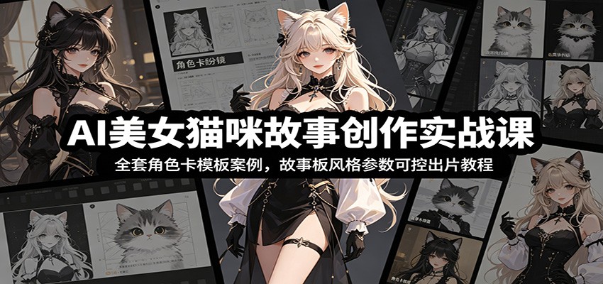 AI美女猫咪故事创作实战课：全套角色卡模板案例，故事板风格参数可控出片教程-热点1站 - 热点知汇专注网赚项目资源知识聚汇