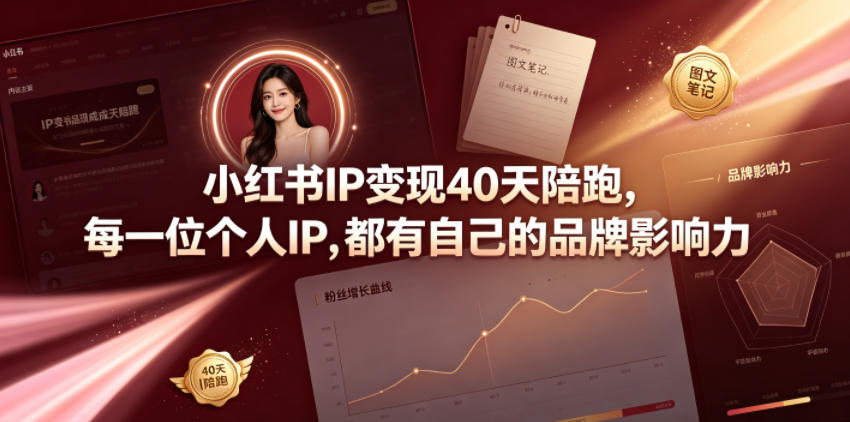 小红书IP变现40天陪跑，每一位个人IP，都有自己的品牌影响力-热点1站 - 热点知汇专注网赚项目资源知识聚汇