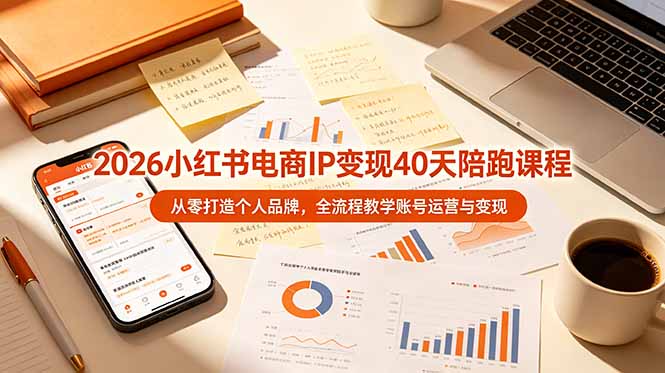 2026小红书电商IP变现40天陪跑课程-11期，从零打造个人品牌，全流程教学账号运营与变现-热点1站 - 热点知汇专注网赚项目资源知识聚汇