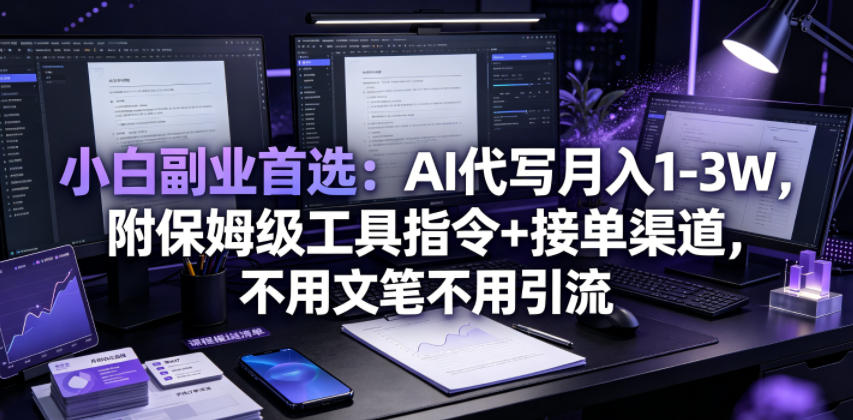 小白副业首选：AI代写月入1-3W，附保姆级工具指令+接单渠道，不用文笔不用引流【揭秘】-热点1站 - 热点知汇专注网赚项目资源知识聚汇