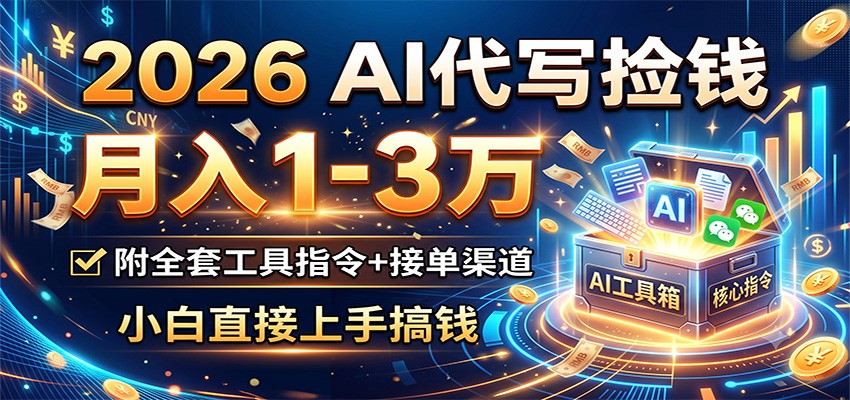 2026 AI代写捡钱，月入1-3万，附全套工具指令+接单渠道，小白直接上手搞钱-热点1站 - 热点知汇专注网赚项目资源知识聚汇