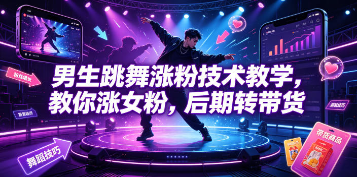 男生跳舞涨粉技术教学，教你涨女粉，后期转带货-热点1站 - 热点知汇专注网赚项目资源知识聚汇